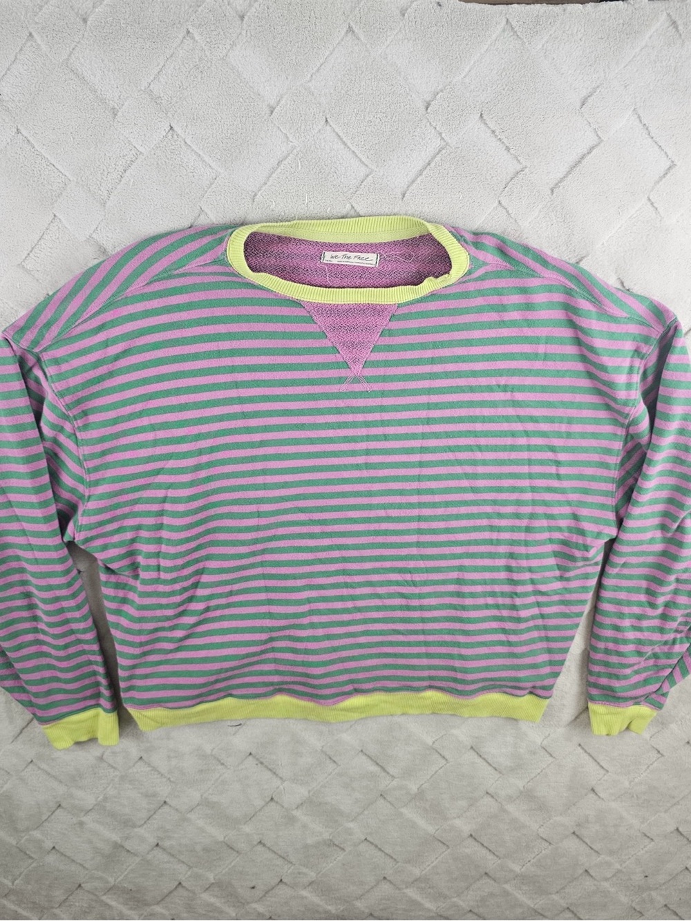 We The Free Classic Striped Oversized Crewneck Sweatshirt Womens Small